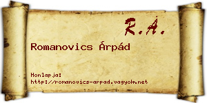 Romanovics Árpád névjegykártya