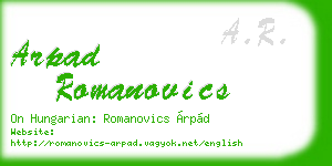 arpad romanovics business card