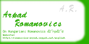 arpad romanovics business card